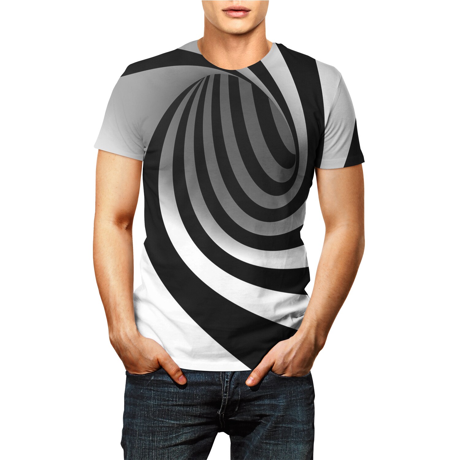 Tourbillon T-shirt Psychédélique TAILLE AMÉRICAINE Chemise 3D IMPRIMER Tee Shirt Rayure Graphique Unisexe À Manches Courtes Grande Taille Taille Américaine de La Top T-shirts