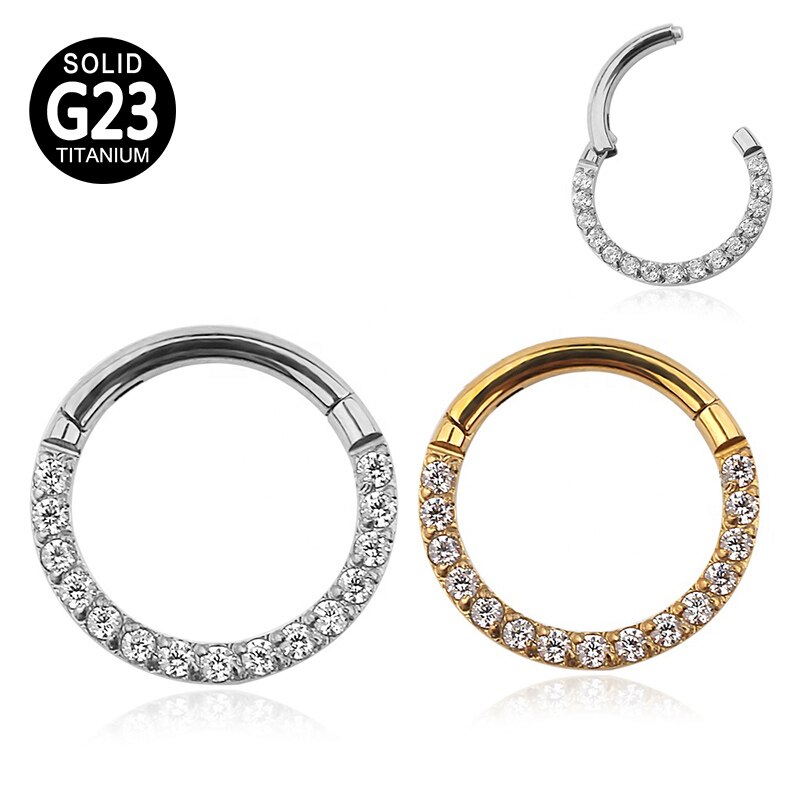 G23 Titan Daith Ohrringe Hoop CZ Klapp Segment Clicker Nasenring Nippel Ohr Knorpel Tragus Lip Stud Piercing Körper Schmuck