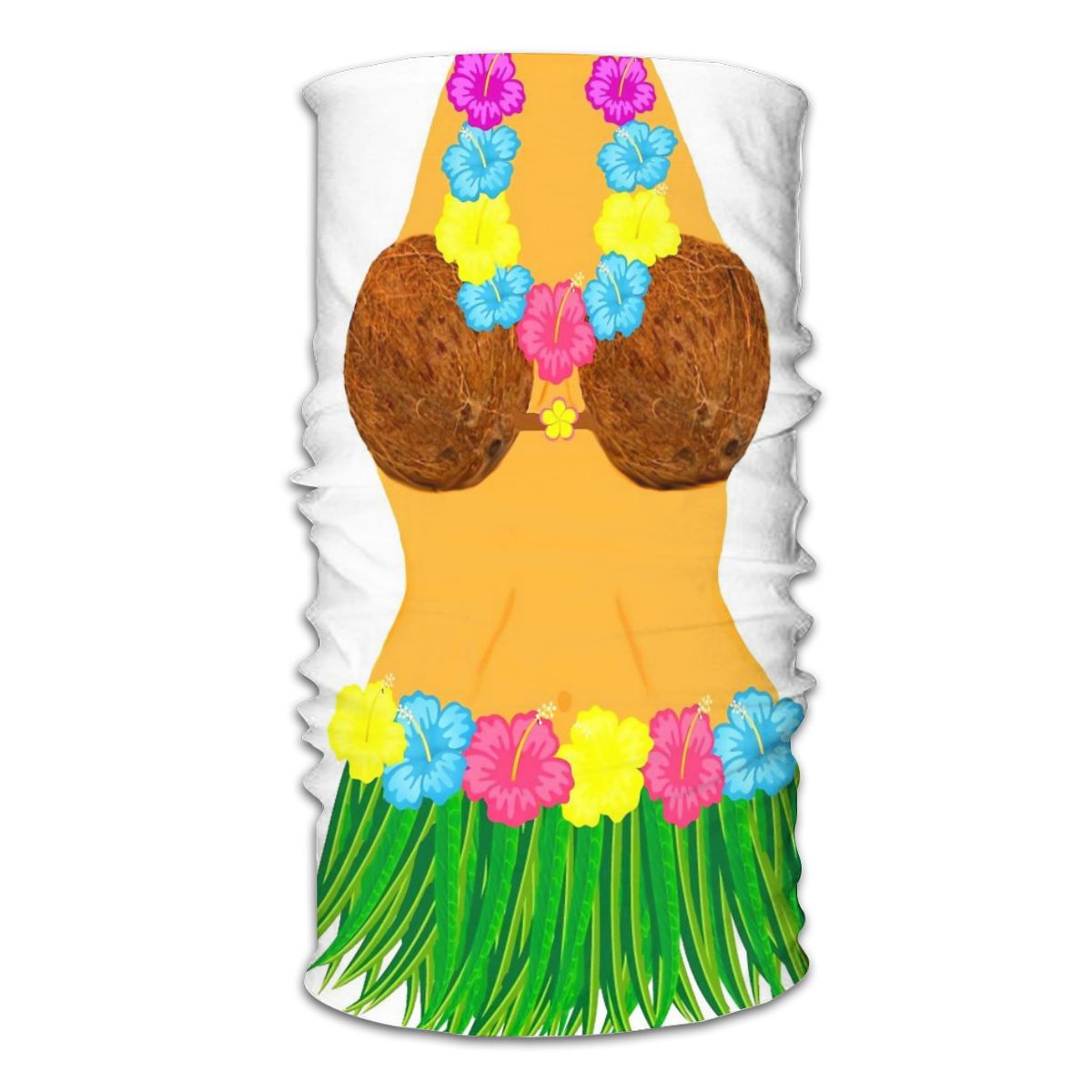 Full Body Hula Dancer With Lei Flowers Grass Skirt Coconut Bra Magic Scarf Neck Face Cover Elastic snood scrunchie