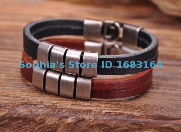 G117 Braun Kühlen Metallschließe Surfer Leder Herren Armbinde Armbinde Manschette Neue