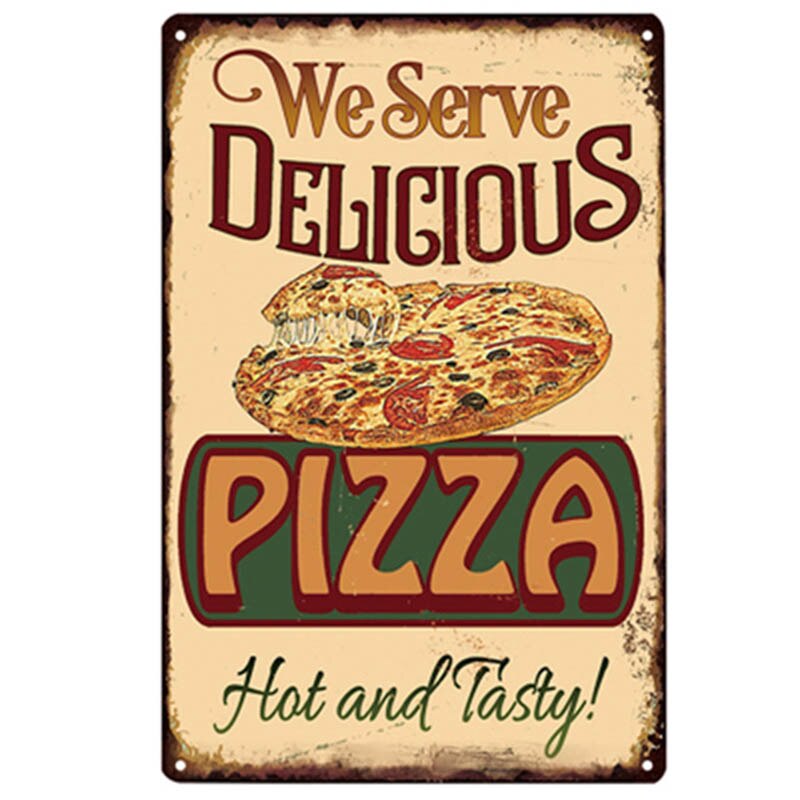 Pizza kyltti pizza ravintola ravintola retro peltimaalaus vintage metallikuva seinäkoristelu amerikkalainen minimalistinen tyyli: 13