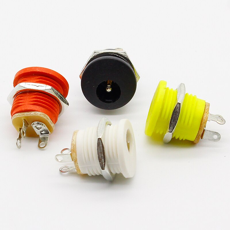8pcs Red Yellow Black White DC Jack socket 5.5*2.1mm DC power jack DC power outlet dc socket panel