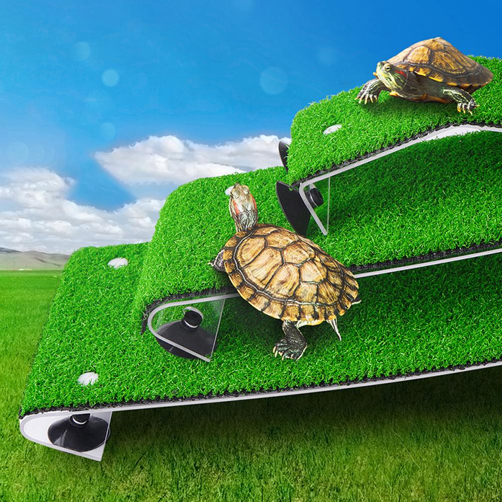 Schildpad Koesteren Platform Kunstmatige Klimmen Ladder TL-40 Schildpad Klimmen Platform Aquarium Aquarium Simulatie Gazon Decor