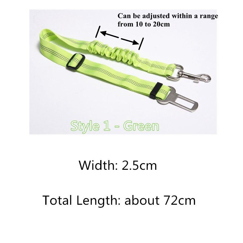 Verstelbare Nylon Pet Hond Autogordel Kat Puppy Lood Kleine Medium Honden Voertuig Leven Veiligheid Riem voor Teddy Yokie: style 1 green belt