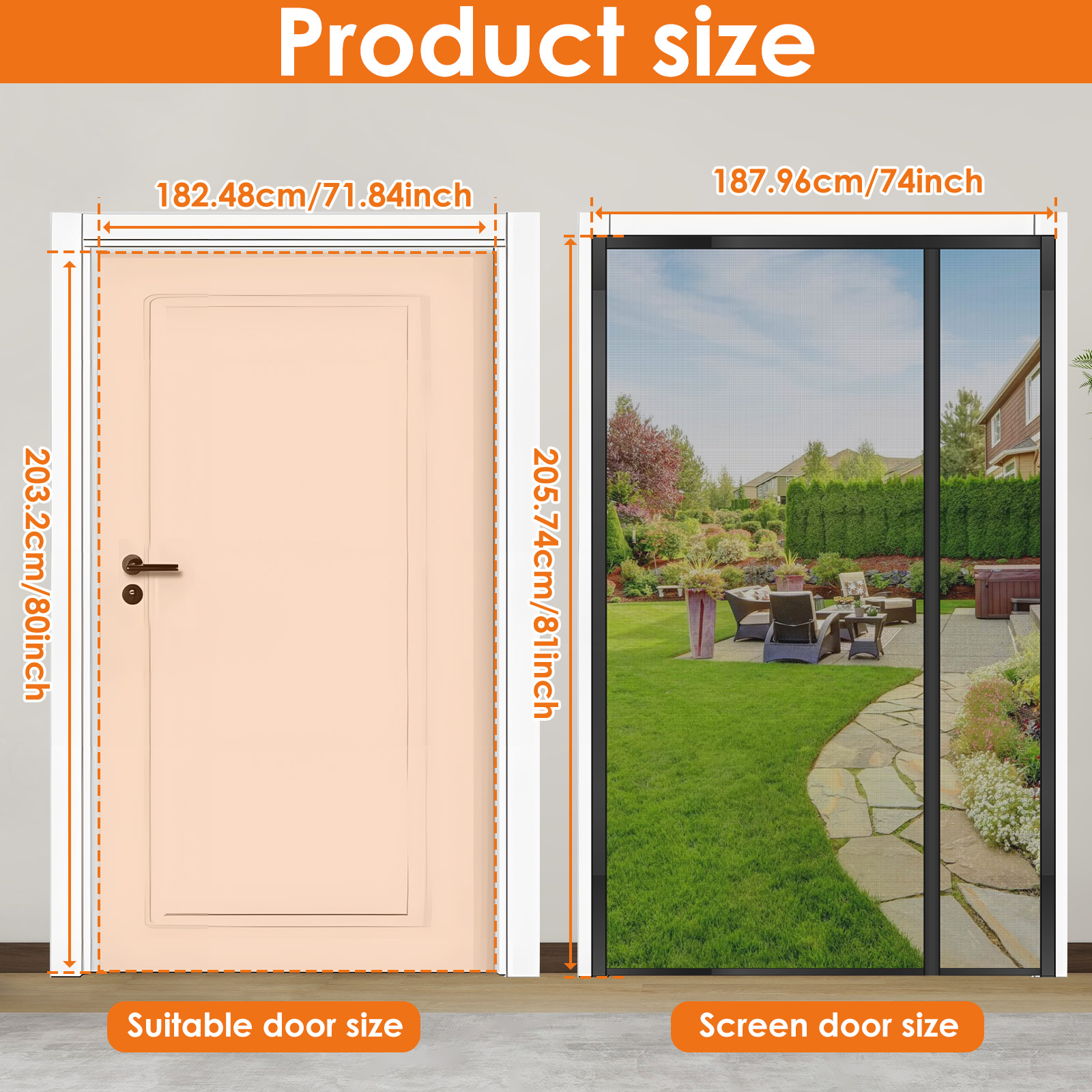 Magnetic Screen Door Full Strip Magnets Self Sealing Mesh Screen Doors Hands Free Polyamide Fiber Net Easy to Install for Home