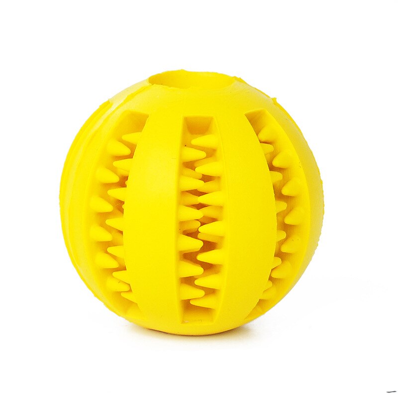 Bola de goma para perro mascota, divertido juguete, herramienta de alimentación para dientes masticar, juguete para jugar con perros, soporte de dispensación Dental para entrenamiento: Yellow / S