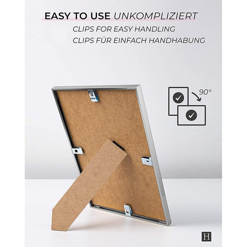 2 Picture Frames, A4 Silver Picture Frames, with Unbreakable Plexi-Glass, Picture Frames for Family Photos, 21X30 CM