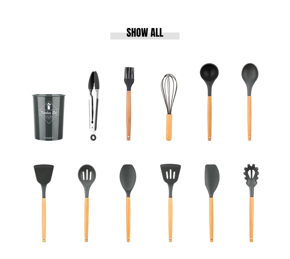 Silicone Cooking Utensils Set Kitchen Tools Cooking Sets Kitchen Utensils Silicone Kitchen Accessories Cooking Silicone Spatula