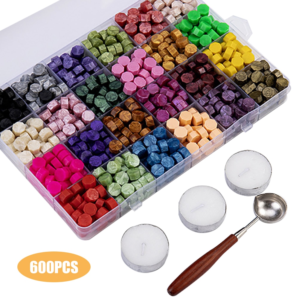 24 Colors Wax Beads Verdelife Sealing Wax Kit for Wax Stamp Sealing Retro Paint Sealing Wax with Melting Furnace