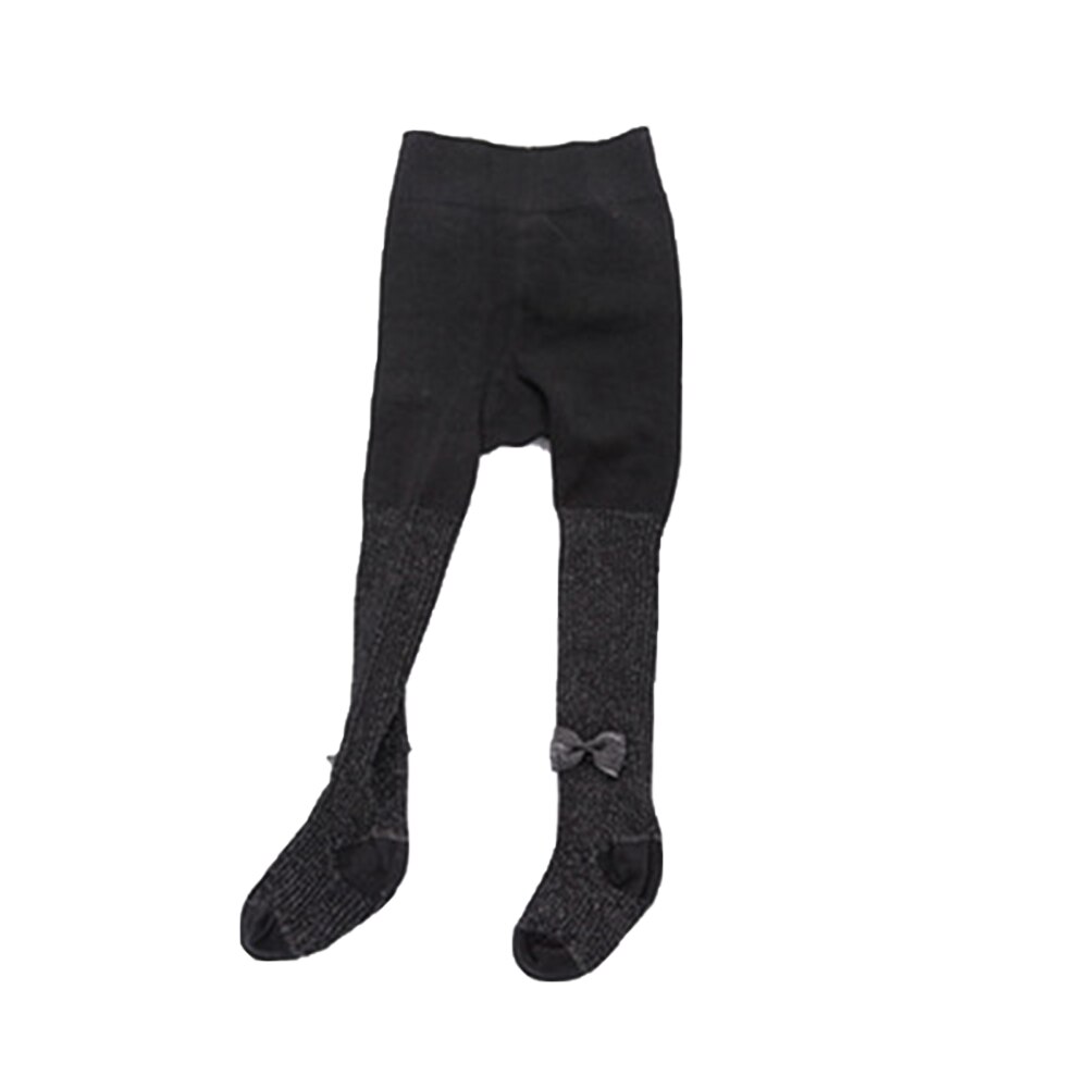 0-24M Girls Kids Tights Pantyhose Solid Cotton Bow Knitted Winter Warm Tights Party School Leg Warmers: Black / 12M