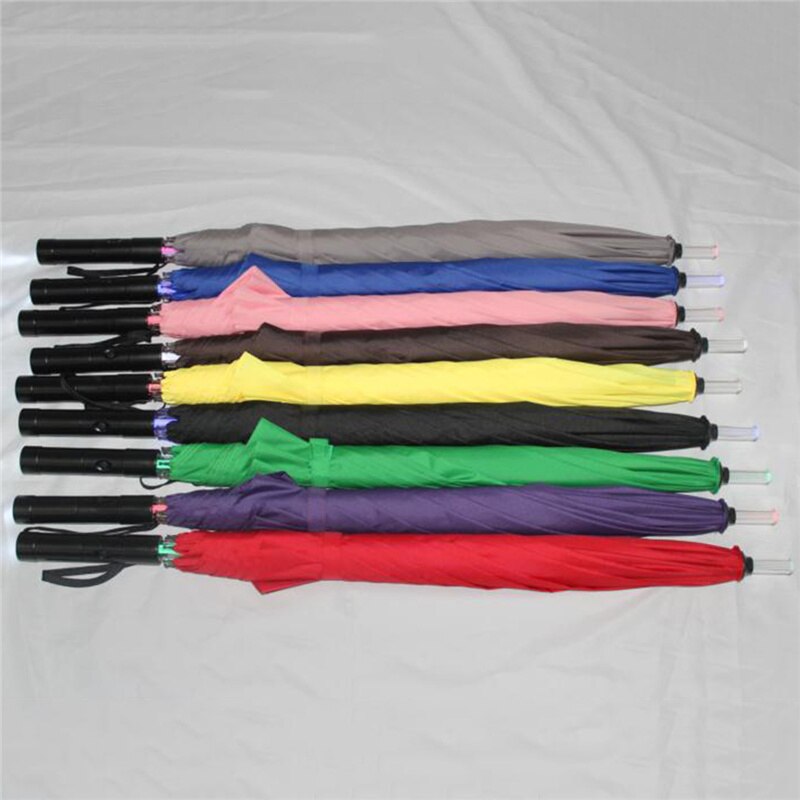 Plastic Red Fishing Rain Transparent LED Umbrella Men Women Flashing Light Holder Roller Waterproof Windproof Night Umbrellas