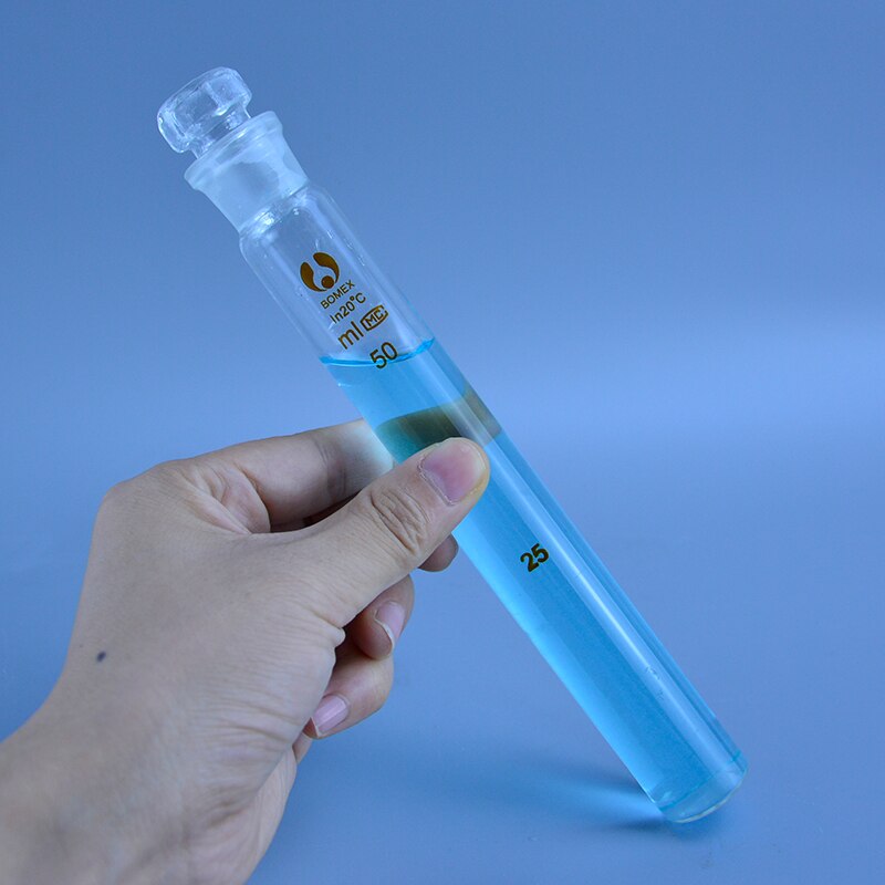1pcs 10ml,25ml,50ml 100ml glass color comparison tubes colorimetric cylinder Nessler glasses tube with stopper