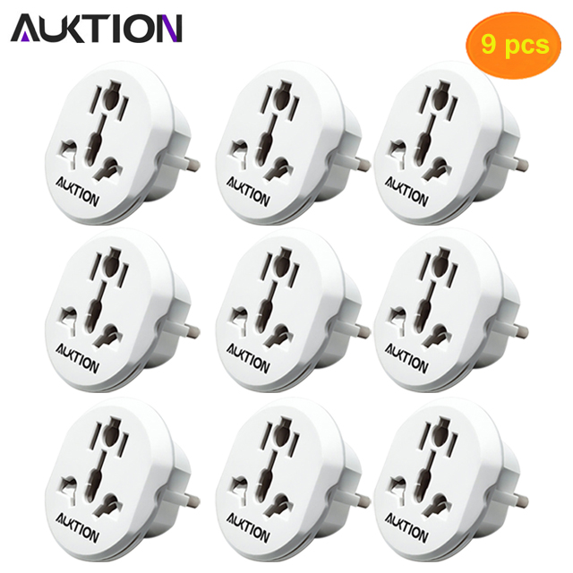 AUKTION Universal European Adapter 16A 250V AC Travel Charger Wall Power Plug Socket Converter Adapter for Home Office: 9 pcs white