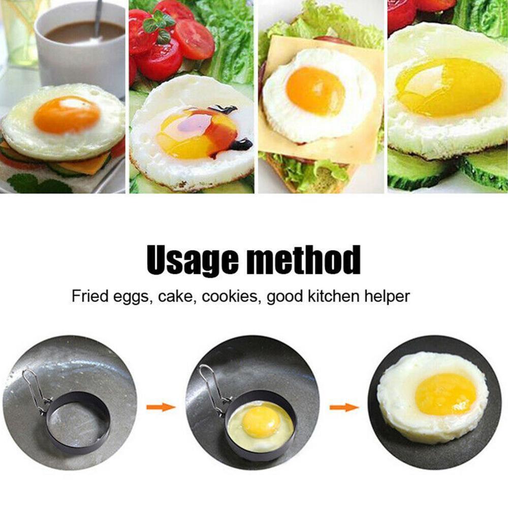 Metal Egg Frying Rings Stainless Steel Omelette Model Rings Fried/Poach Round Non Pancake Stick + Mould Handle Perfect Circ E5X5