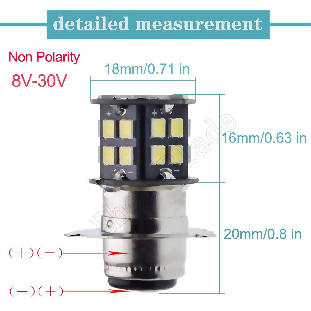Ampoule blanche pour phare de Moto, 30 2835 SMD, 6V, 12V, 24V, lampe pour motocyclette, Scooter, ATV, 1 pièces: 8-30V DC