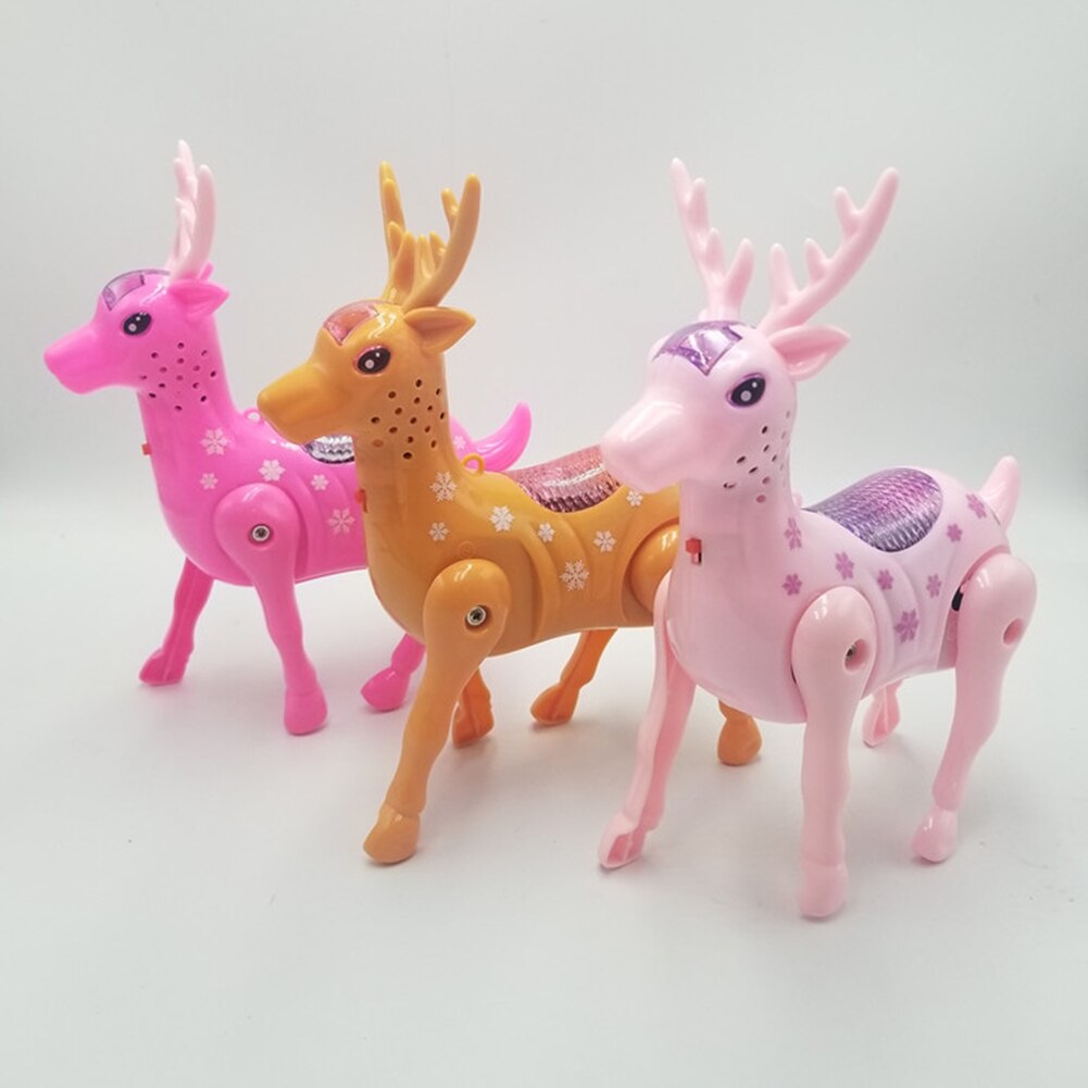 Elektryczny chodzący muzyczny doprowadziło Sika Jeleń zabawka w kształcie zwierzątka ze smyczą interaktywna zabawka dla dzieci наклейки на автотовары akcesoria samochodowe
