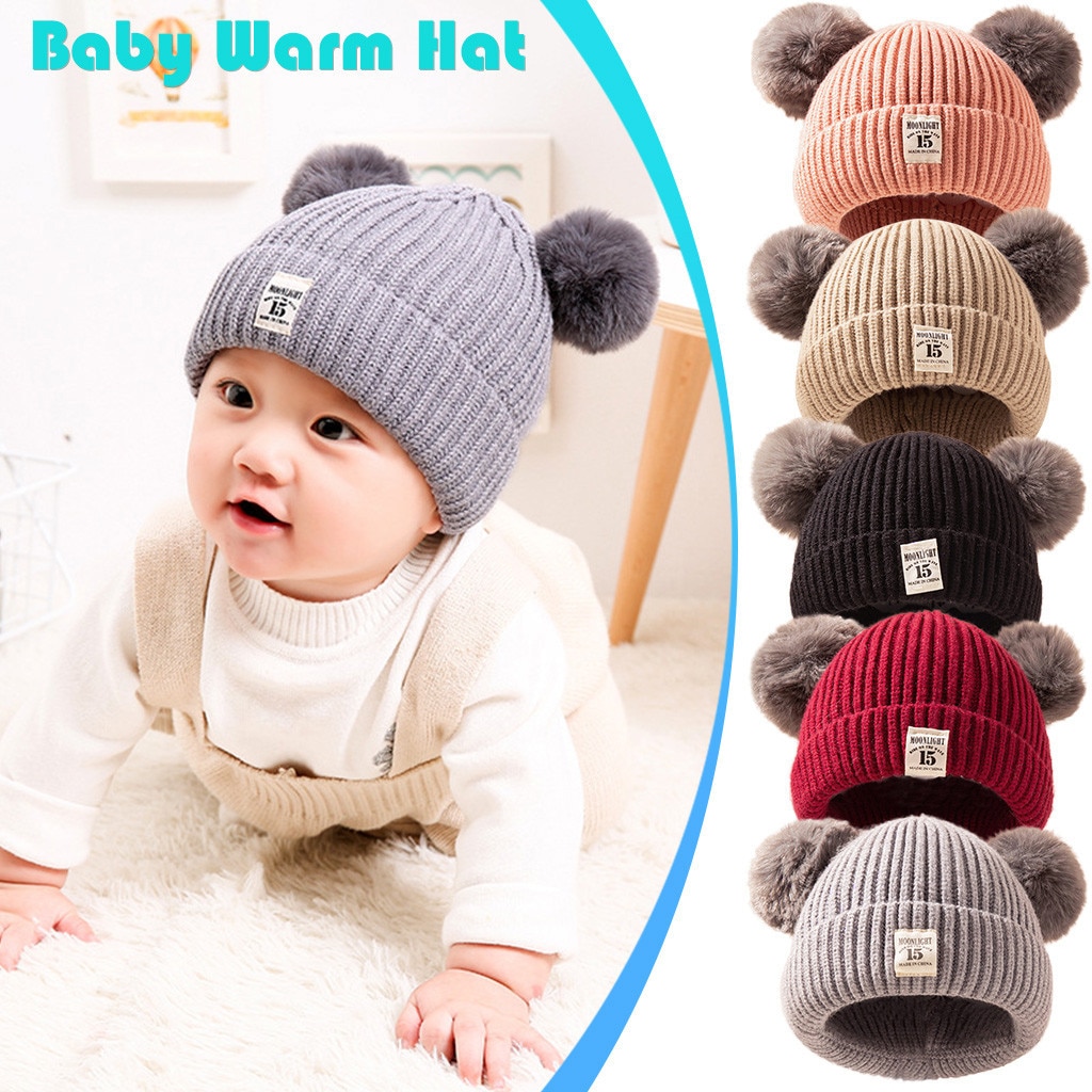 #40 Baby Pom Pom Hat Infant Kids Beanie For Boys Girls Cap Doll Knitted Winter Warm Hats For 1-5 Years Czapka Zimowa