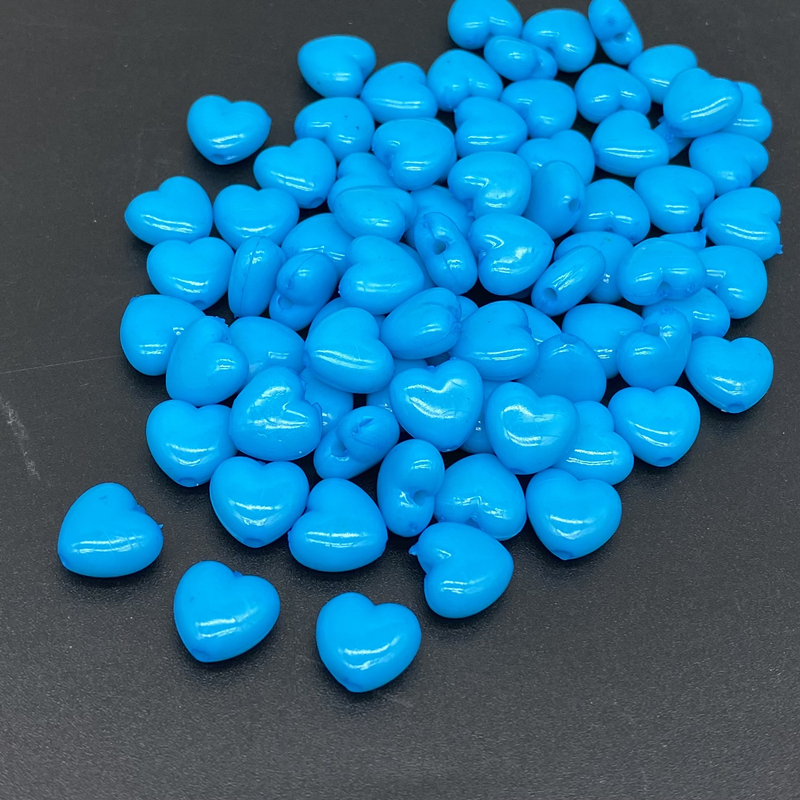 50pcs/lot 10mm Heart Shape Acrylic Beads Loose Spacer Jewelry Making Necklace Pendant Bracelet Handmade DIY: SKY BLUE