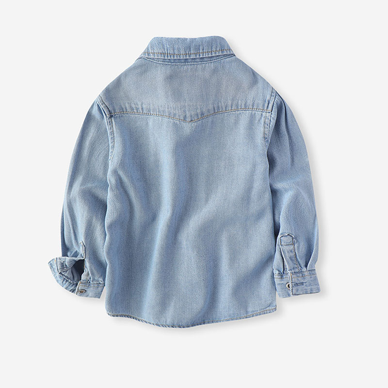 Camisas de para niños, Camisa vaquera de manga larga informal, ropa para niños grandes, Tops para niños de 3 a 15 años, BC191