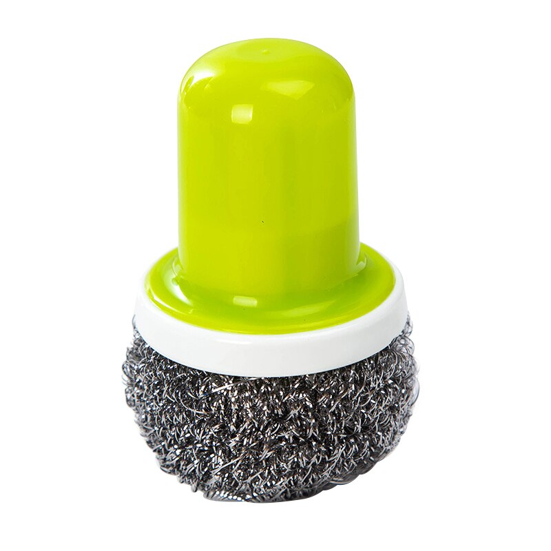 Kitchen Stainless Steel Wire With Handle Clean Brush For Dish Bowl Pan Clean Metal Scrubber Household Cleaning Tools: green