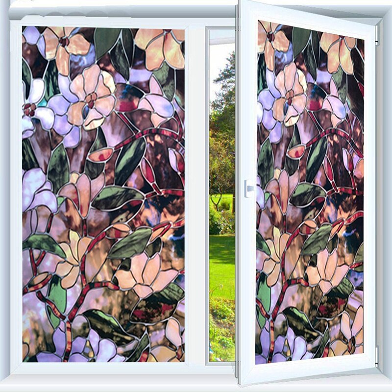 1 Roll Zelfklevende Stained Glass Window Glas Film Sticker Opaque Privacy Sticker Raamdecoratie Cling Glas Film Kleurrijke