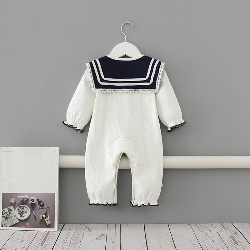 Baby Clothes England Style Sailor Collar Baby Boys Clothes Infant Girls Rompers Jumpsuit Outfits 0-2Y