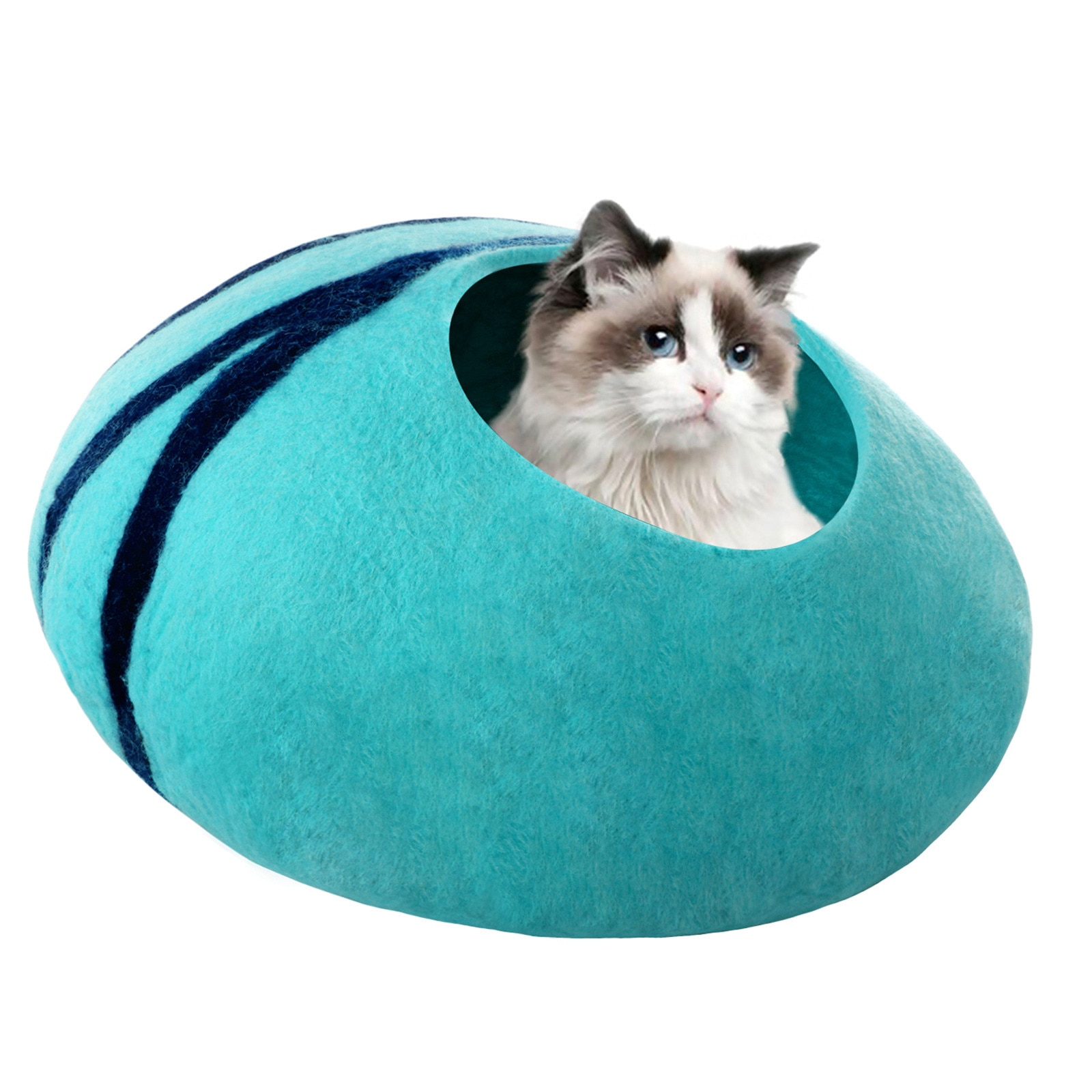 Unique Pet Cat Cave Bed Winter Warm Wool Cat Mat House Cattery: Light blue