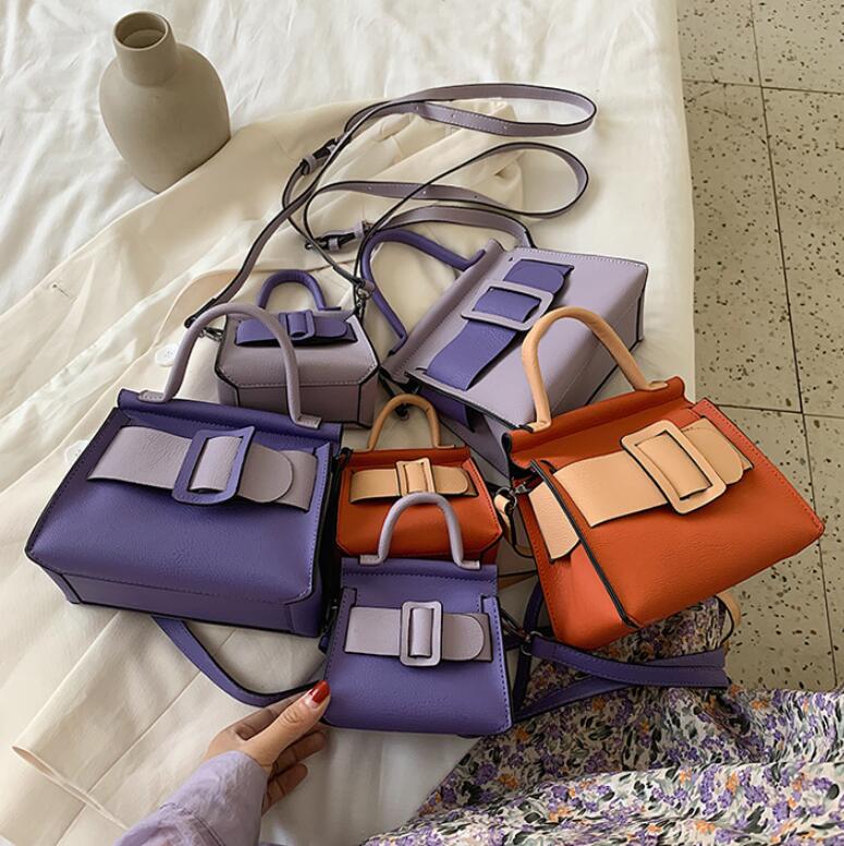 Mini sac fourre-tout en couleurs contrastées pour femmes, sacoche à bandoulière pour voyage, en cuir PU de bonne ,