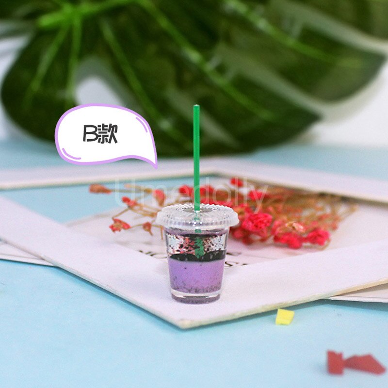 1PCS 1/12 Scale Pretend Play Dollhouse Miniature Ice Shake Fruit Juice Cup Mini Food for Doll House Kitchen Toy Accessories: 1pcs style B