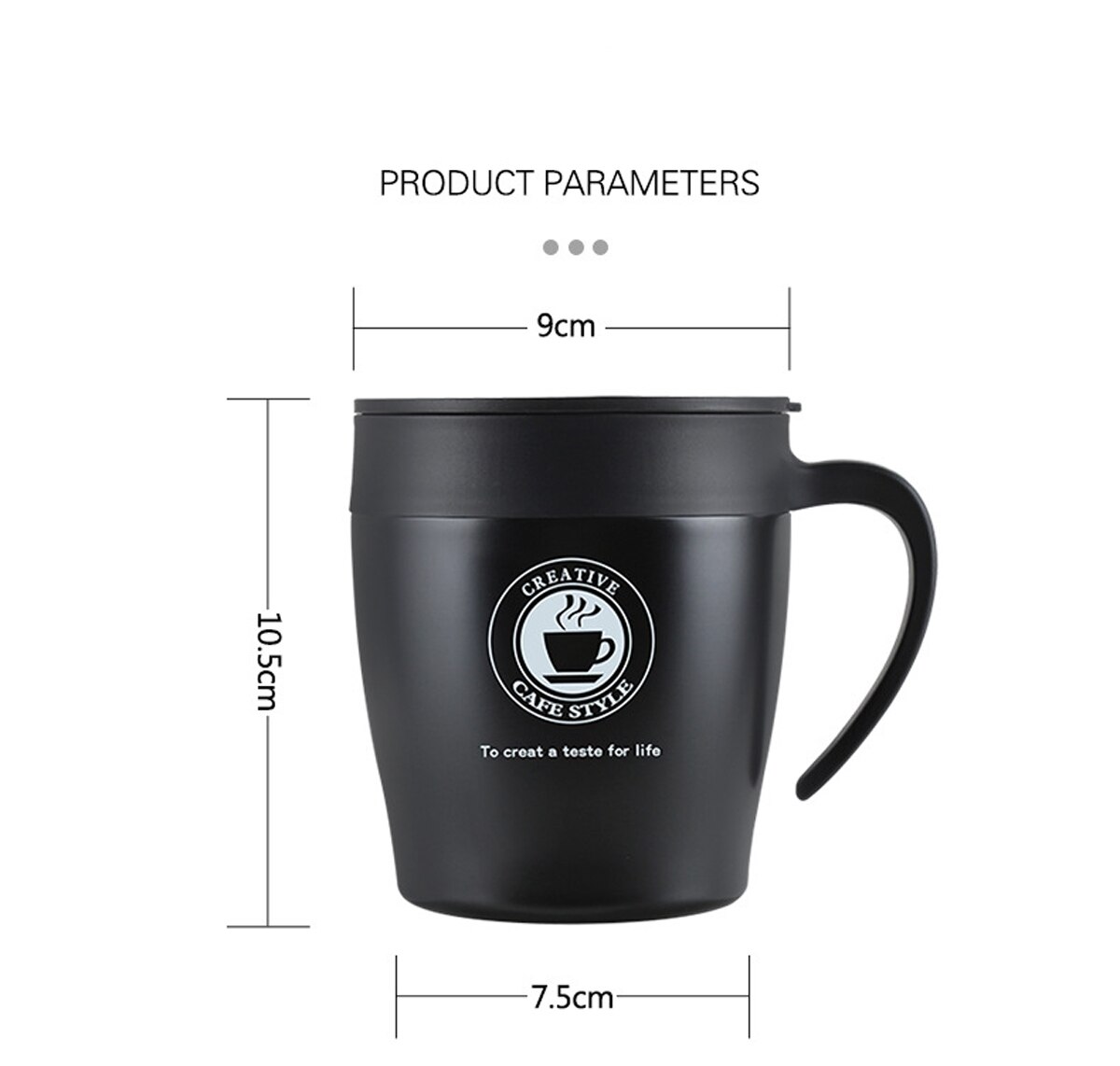 350ML Stainless Steel Coffee Mug Leakproof Non-slip Bottom Reusable Travel Drinks Insulated Cup Coffee Mug with Large Handle