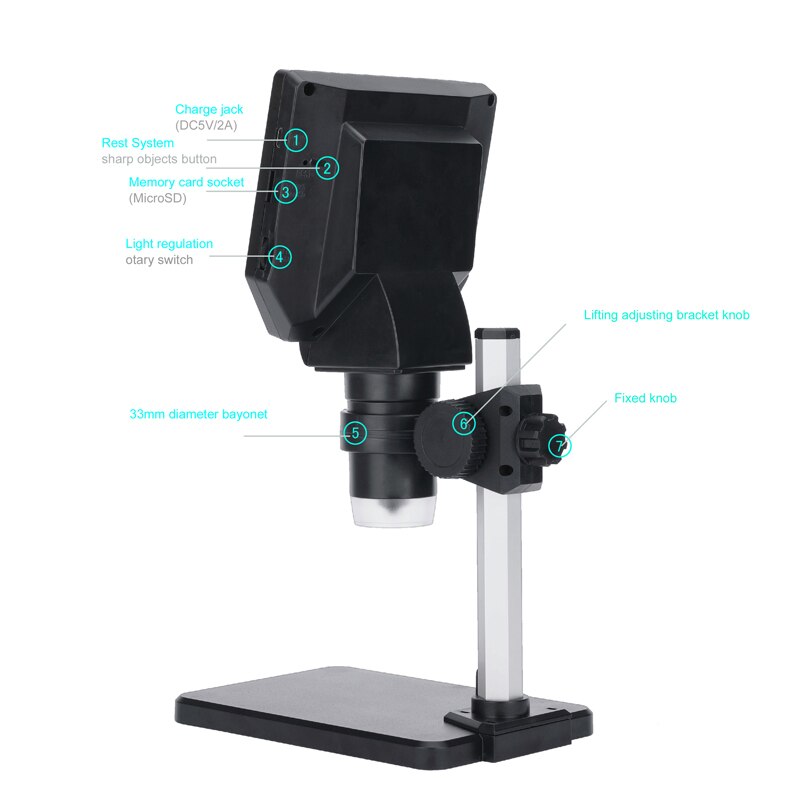 G1000 1000X digital microscope for mobile phone repair soldering electronic video Microscopes 4.3 inch HD LCD