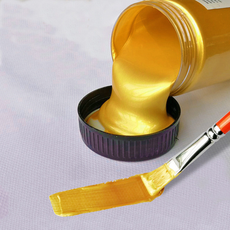 100/300ml Gold Paint Metallic acrylic paint,waterproof not faded for Statuary Coloring DIY hand painted graffiti Varnish Coating: Yellow gold / 100ml