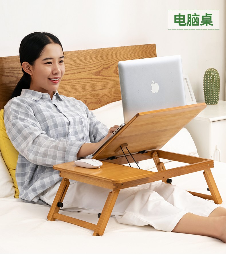 3 kg lightweight multifunctional computer desk log solid foldable computer desk laptop table bed foldable table