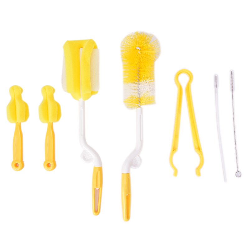 7Pcs/Set Baby Bottle Brushes Brush 360-degree Rotating Head Cleaning Sponge Cup Brush Kit