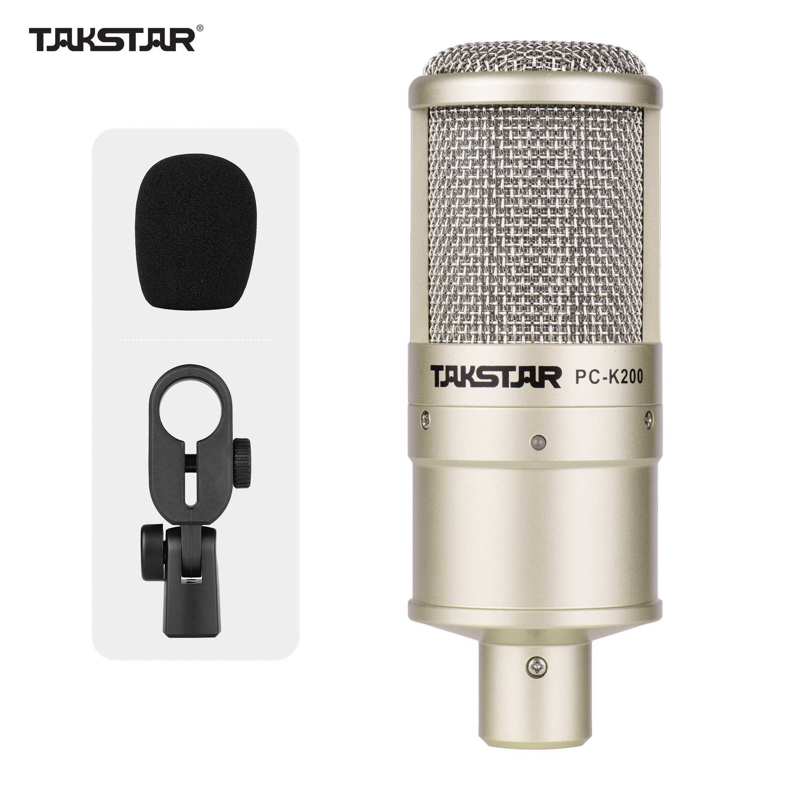 TAKSTAR PC-K200 Cardioid-directional Condenser Recording Mic with Shock Mount for Karaoke Live Broadcast Personal Recording