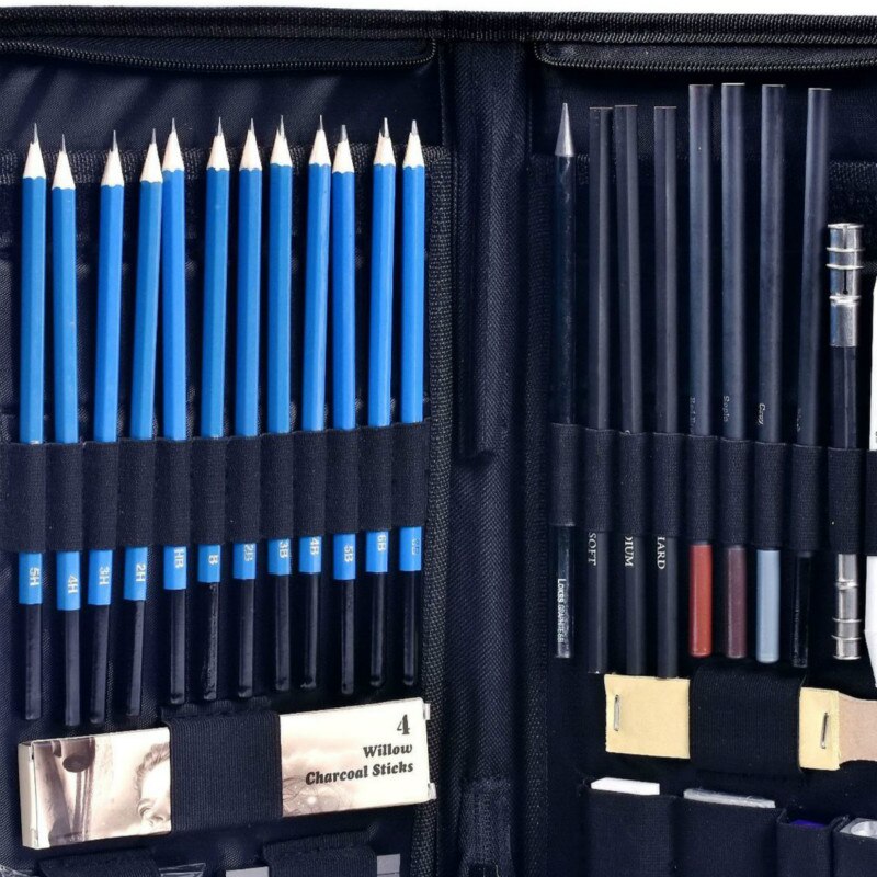 Skitse blyant sæt skitse kul blyanter viskelæder kniv tegning blyant maleri skrivning kunstner papirvarer leverancer