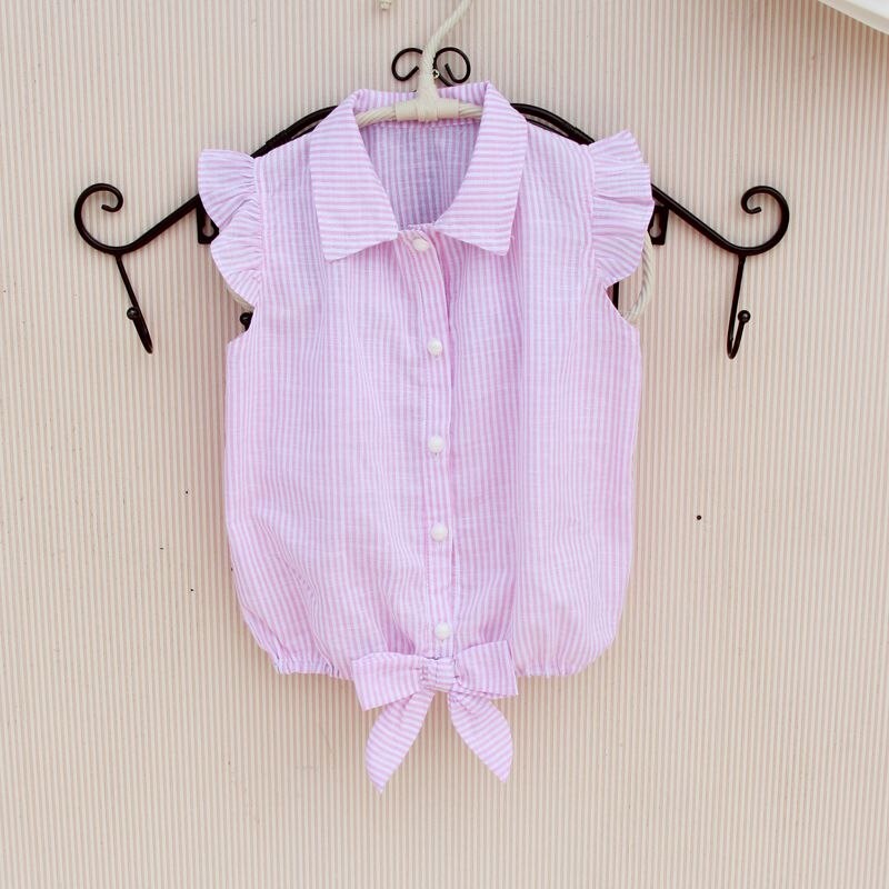 Zomer Baby Peuter Tiener Kinderen Meisjes Blouse Gestreepte Katoenen Mouwloze School Meisje Tops En Blouses Shirts Kids Shirt