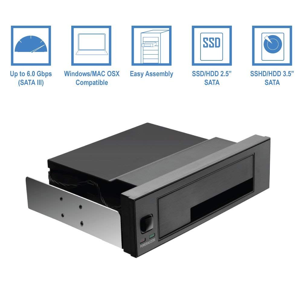 5.25 Inch Internal Tray-Less Bay SATA III Hard Drive Backplane Enclosure Swap Mobile Rack For 2.5"/3.5" HDD or SSD