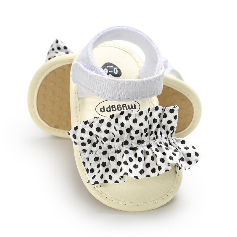 Spädbarn bebis flicka sandaler prinsessa prickiga plattor mjuka halkskyddade bomullssula sommar spjälsäng toddler sandaler  fd02897145