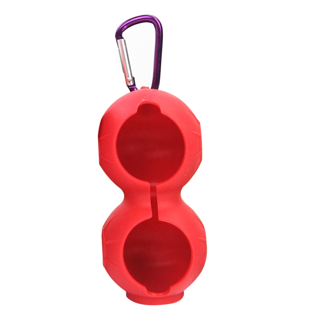 Soporte para pelota de Golf, de silicona, doble bola, almacenamiento, portador de protección con gancho: Rojo