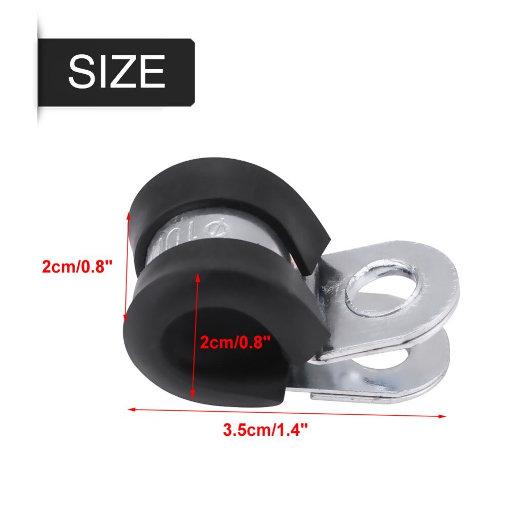 10Pcs 3/8inch(10mm) Fuel Line Clamps Rubber Cushion Clamp Aluminum Material Works Well with Fuel & Electrical Lines