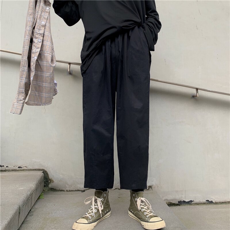 Pantalones de pierna ancha para hombre y mujer, pantalón informal, holgado, estilo japonés, retro, coreano, calle japonesa