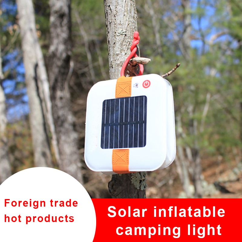 Solar Lamp Outdoor Waterproof Solar Lamp Inflatable Portable Lanterns Foldable Night Light Airbag Emergency Light USB Charging