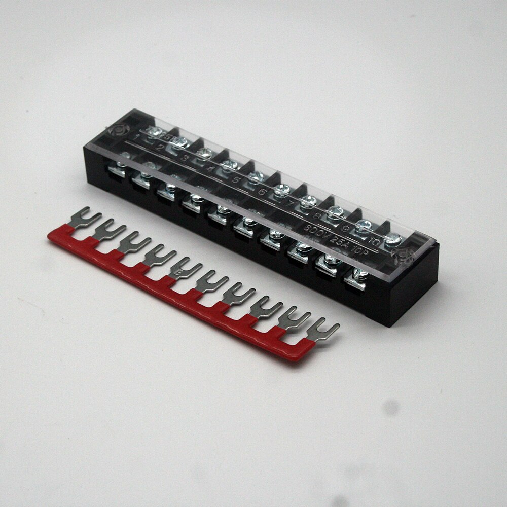 Schroef Terminal Block Strip 600V 25A Tb-2503 Tb-2504 Tb-2506 Tb-250 8 tb-2510 Tb-2512 Met 1Pcs Korte Connector: 10P