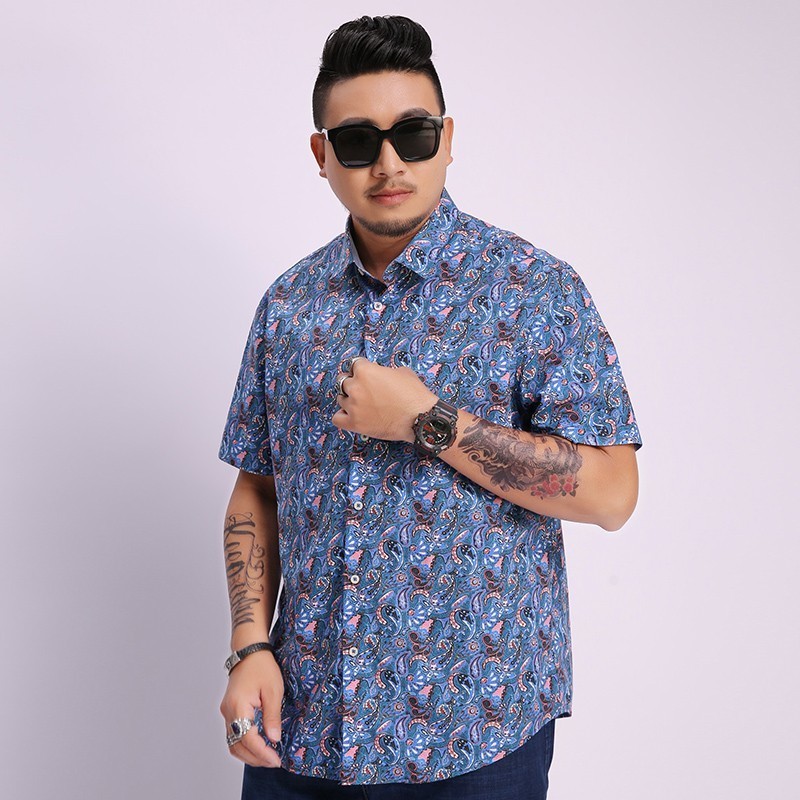 Plus Size 8XL -Kleding Overhemd Mannelijke Vlas Jurk Shirts Slim Fit Turn-Down Mannen Korte Mouw heren Hawaiiaanse Shirt Grote Maten