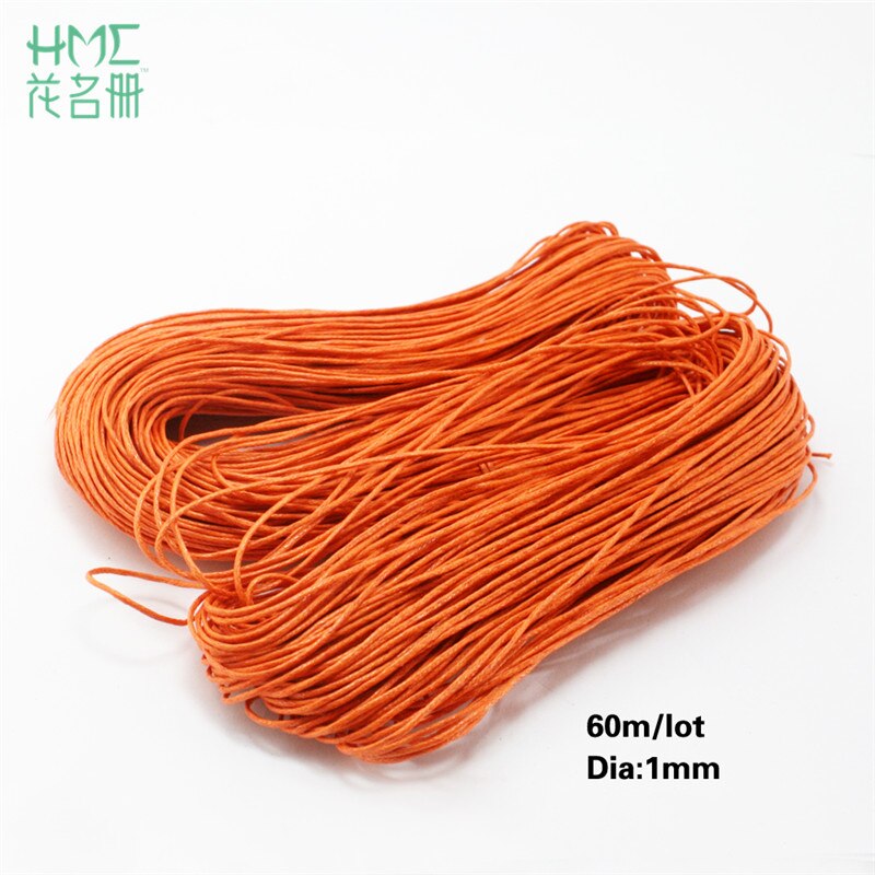60m/lot 1mm Thread Cotton Waxed Cord String Strap Necklace Bead Rope for Sewing DIY Necklace Bracelet Jewelry Making: Orange Red