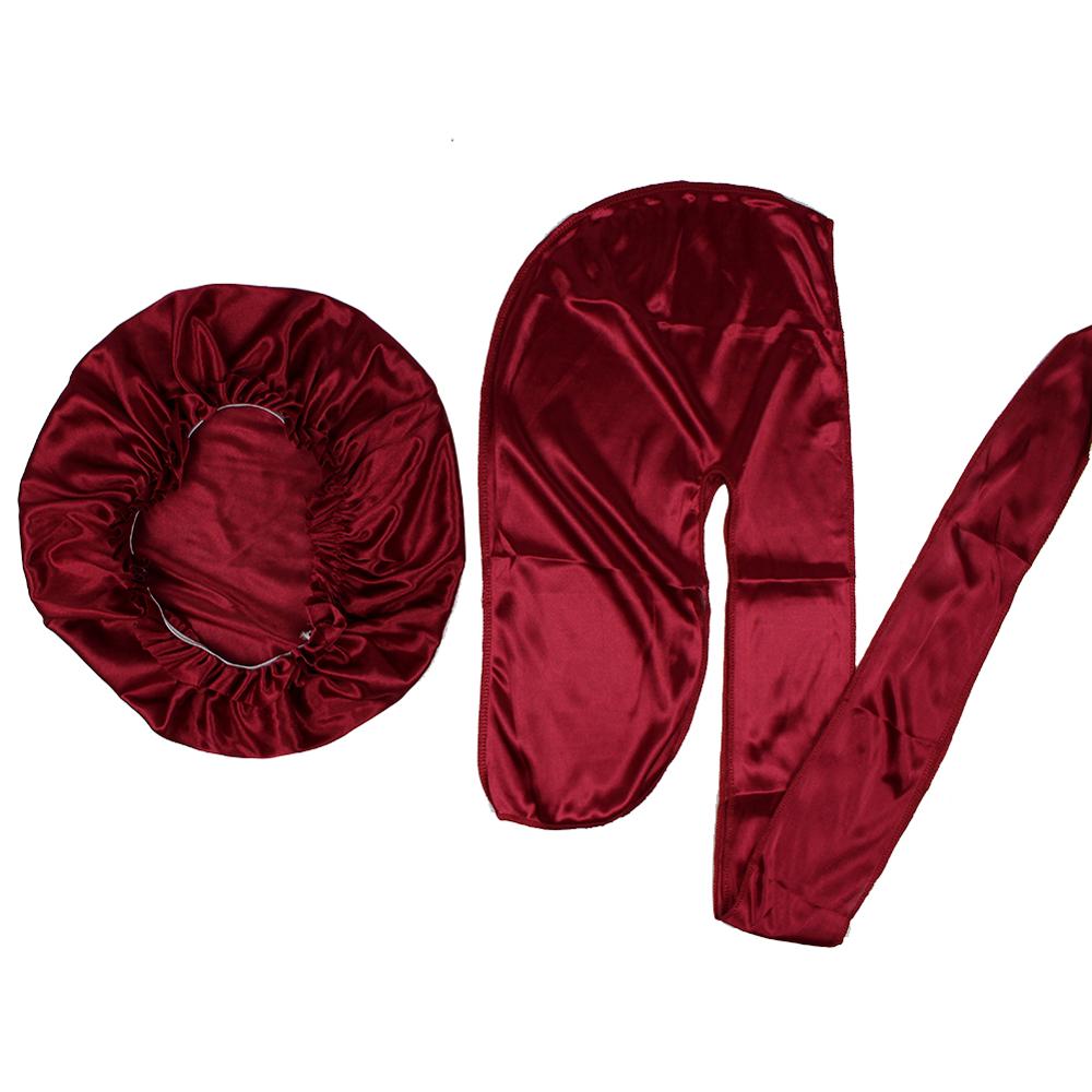 Durags soyeux, bandanas pour hommes, durag soyeux assorti, bonnet en soie pour femmes, bonnet de nuit, turban, chapeau longue queue, durag, casquette ondulée: Rouge