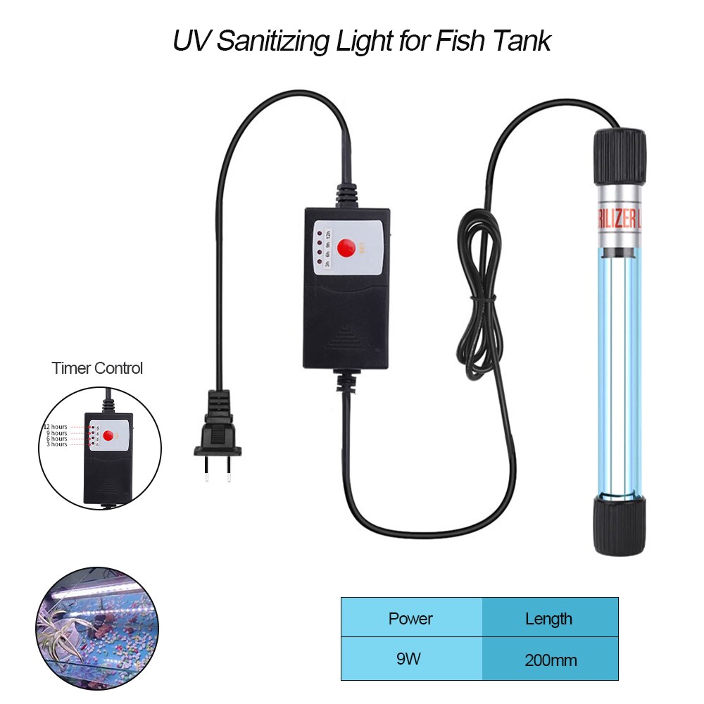 Uv-lamp voor aquariumreinigingstimer uv-ontsmettingslicht waterreiniging groene algen helder licht voor aquariumvijver eu/us-stekker: Eu -9w