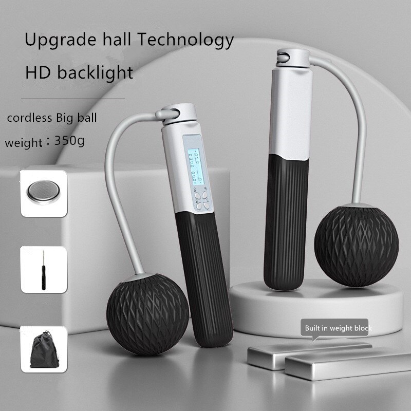 Cuerda de conteo inteligente para saltar, accesorio inalámbrico para gimnasio, Fitness, Crossfit, rodamiento de peso, fitness, aeróbico, quema de grasa: Classic black04