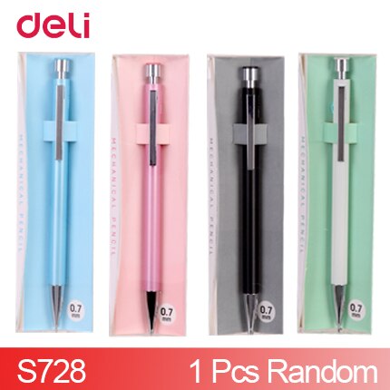 Deli Stationary pencil cute Metal Mechanical Pencil Cartoons Drawing Picture Draw Pencil 4 color 0.5mm 0.7mm pencils: 1 pcs s728